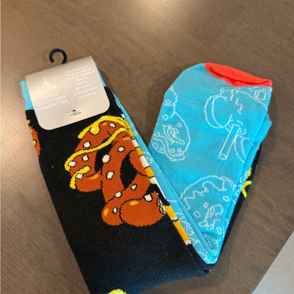 Disney Black and Blue Pretzel/ Snack series socks !! Brand New !!!